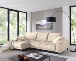 Bonito Polstergarnitur, Ottomane links, Hydra 23 beige