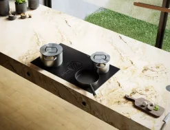 Flächeninduktions-Kochfeld mit integriertem Kochfeldabzug - Umluft, matte Glaskeramik PUXU2R