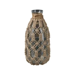 Glas-Flaschenvase mit Makramee