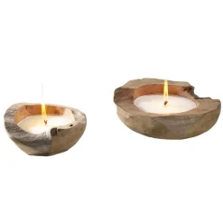 Kerze in Teakholzschale