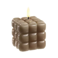 LED-Echtwachskerze braun groß -