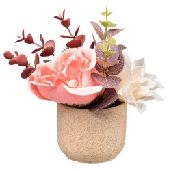 Rosen-Dahlien im Keramiktopf