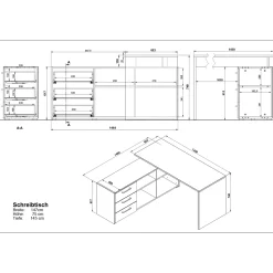 VITO Eckschreibtisch Podium