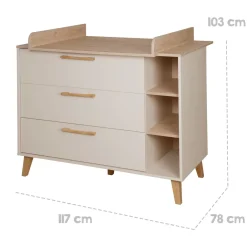 Wickelkommode breit mit Wickelaufsatz Jil